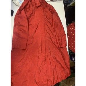 Womens London Fog long raincoat jacket red rose size 14 Reg